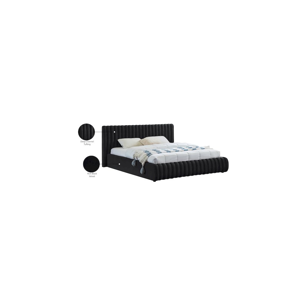 Nico Black Velvet Queen Bed