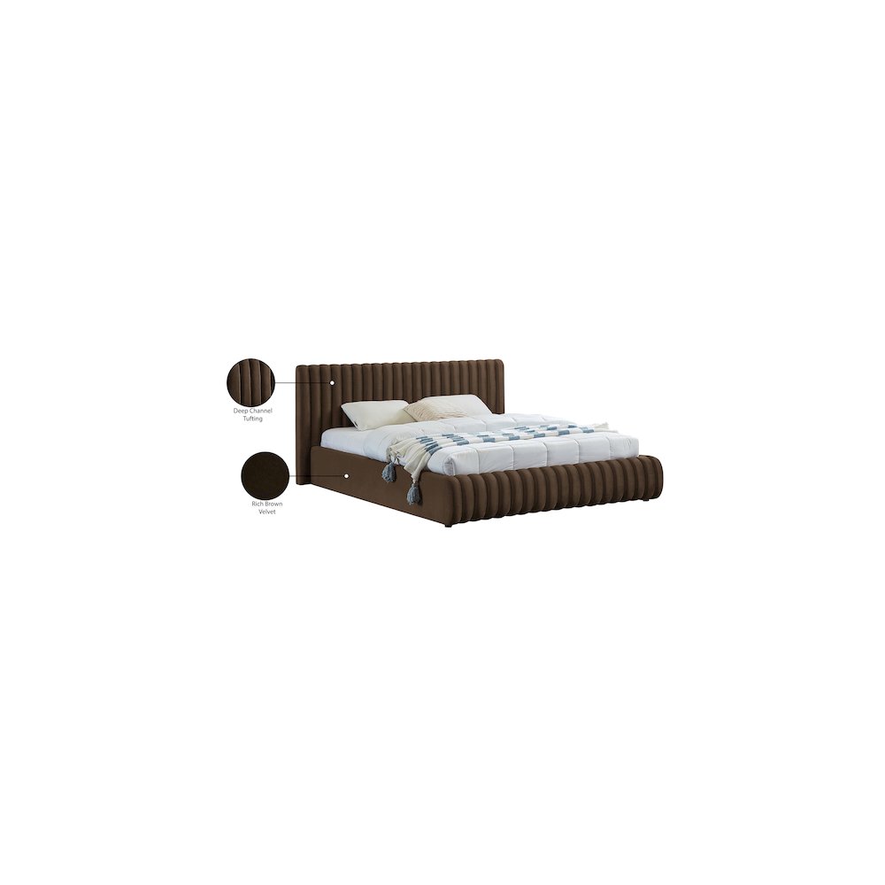 Nico Brown Velvet Full Bed