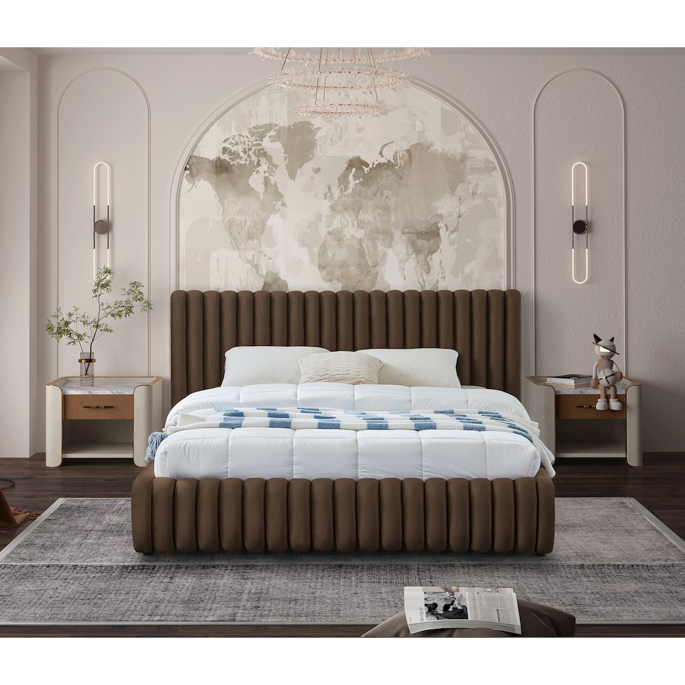 Nico Brown Velvet Full Bed