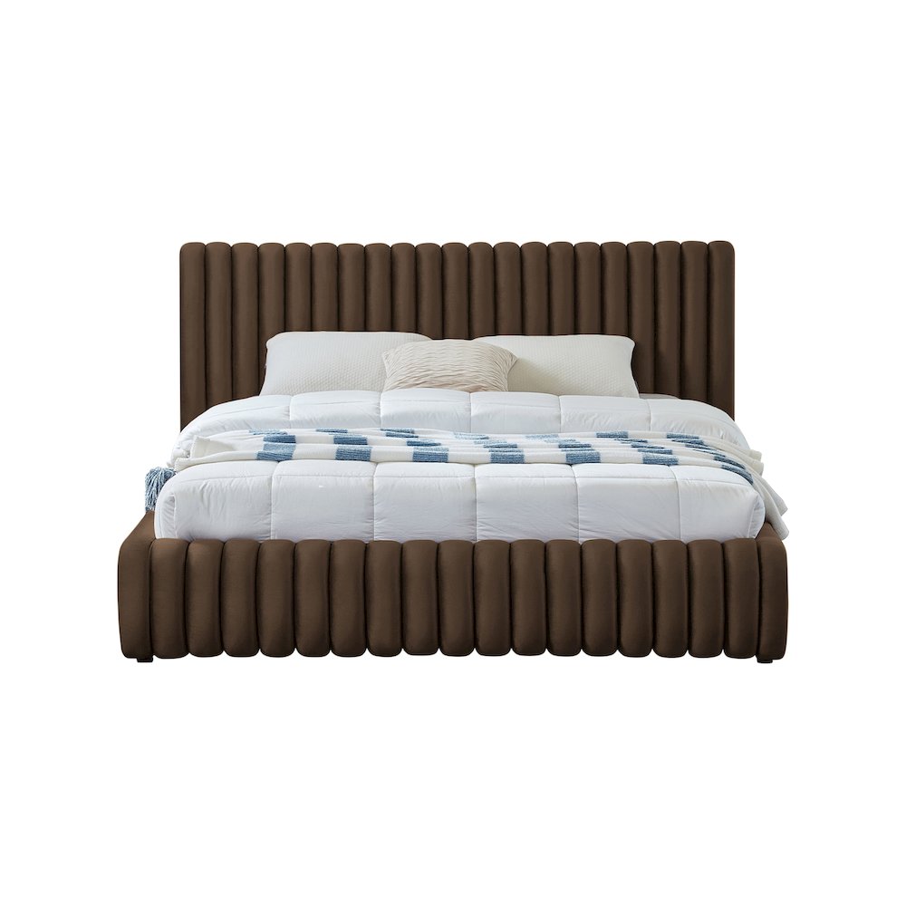 Nico Brown Velvet Queen Bed