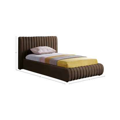 Nico Brown Velvet Twin Bed
