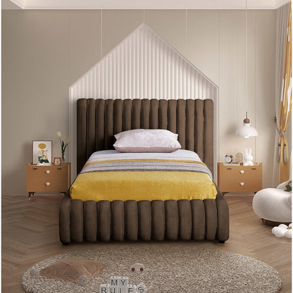 Nico Brown Velvet Twin Bed
