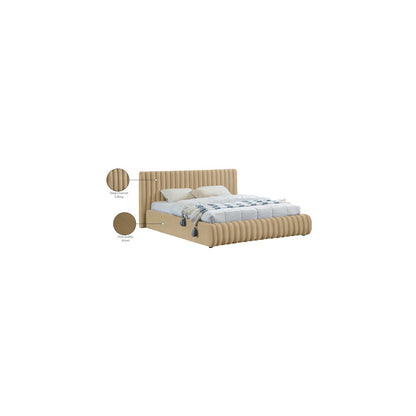 Nico Camel Velvet Queen Bed
