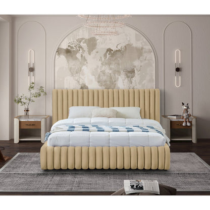 Nico Camel Velvet Queen Bed