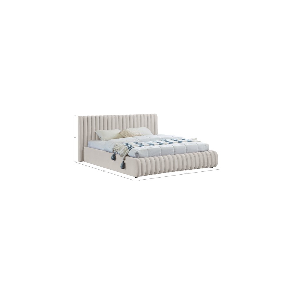 Nico Cream Velvet King Bed