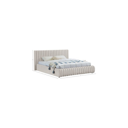 Nico Cream Velvet King Bed