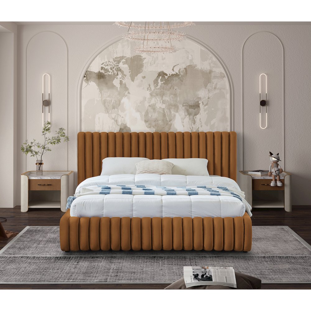 Nico Saddle Velvet Queen Bed