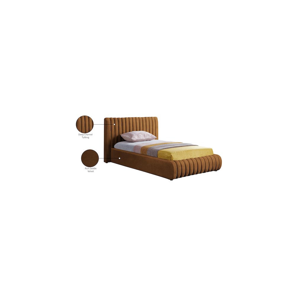 Nico Saddle Velvet Twin Bed