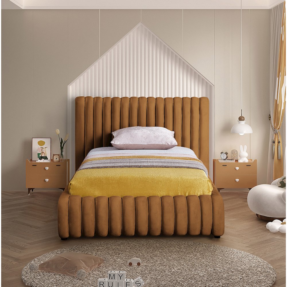 Nico Saddle Velvet Twin Bed