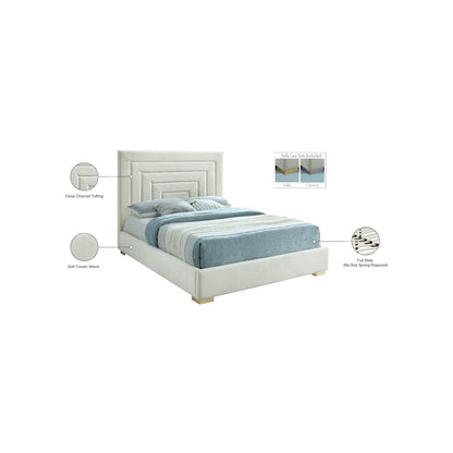 Nora Cream Velvet Full Bed