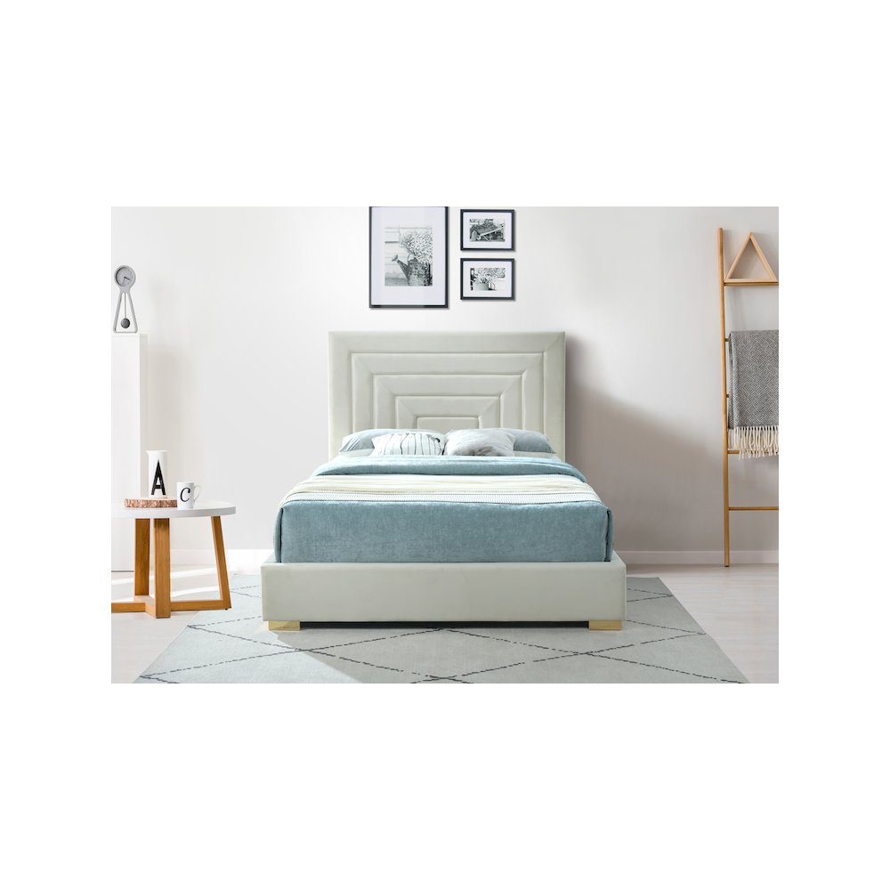 Nora Cream Velvet Full Bed