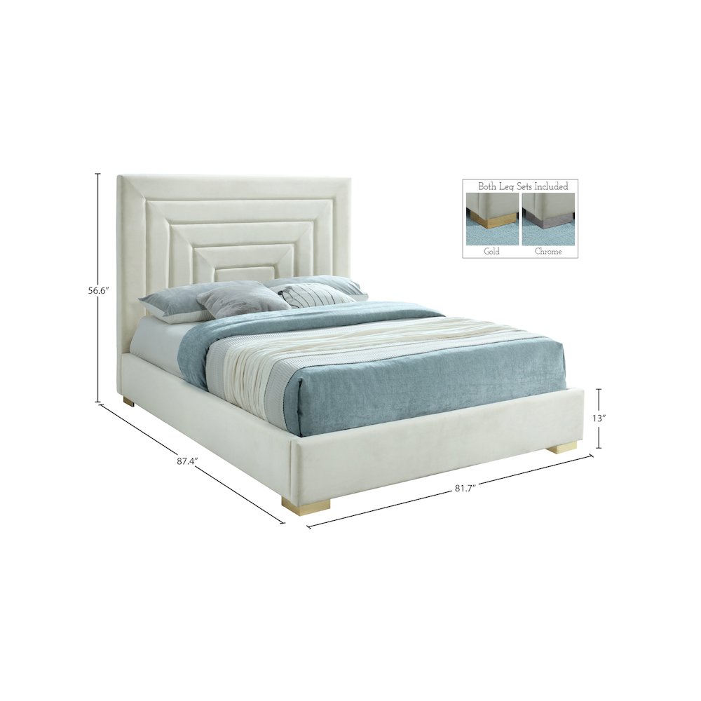 Nora Cream Velvet King Bed