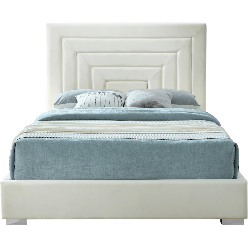 Nora Cream Velvet King Bed