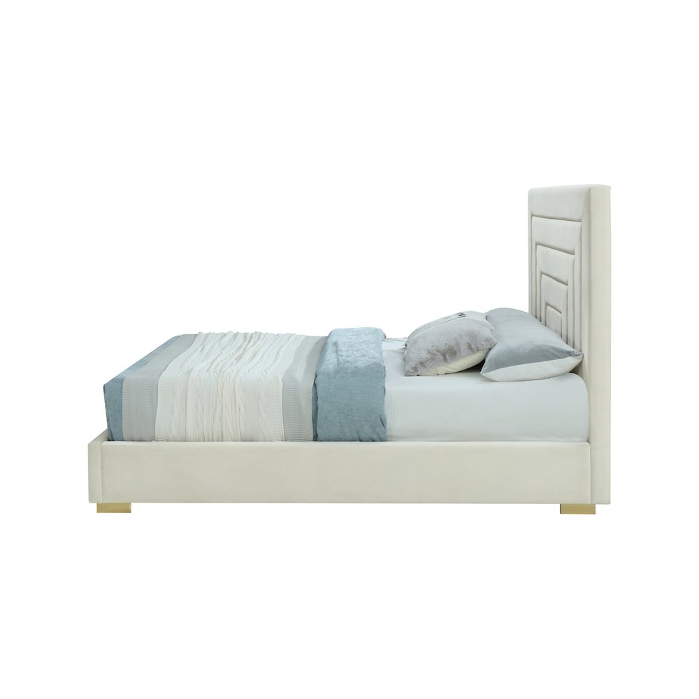 Nora Cream Velvet King Bed