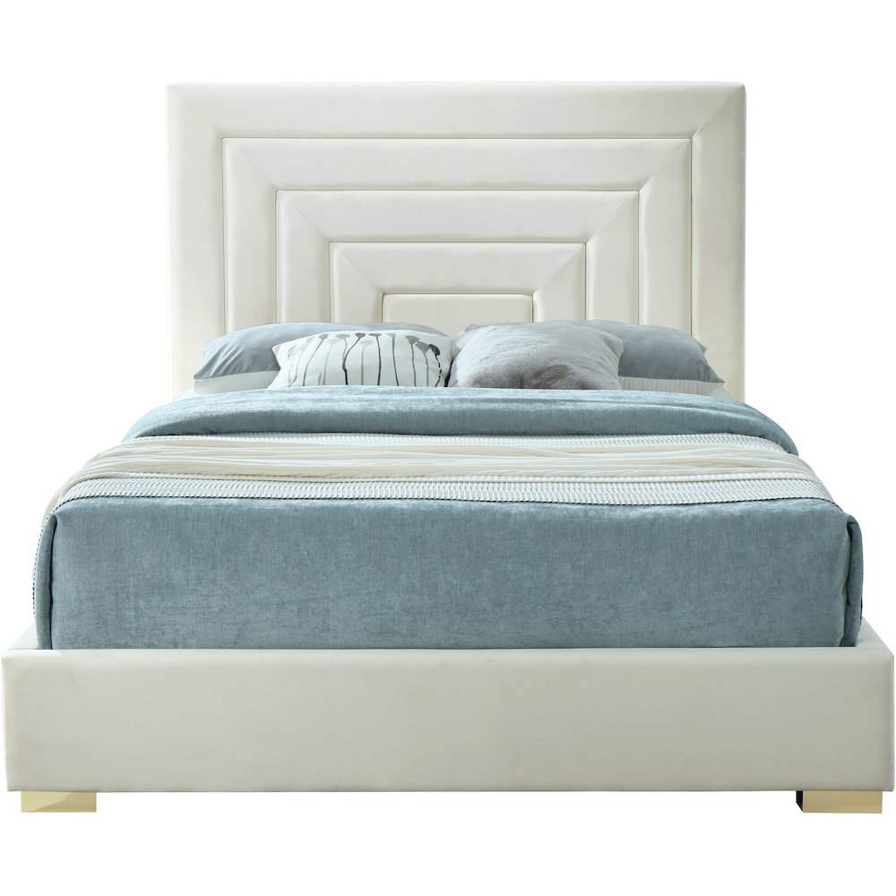 Nora Cream Velvet Queen Bed