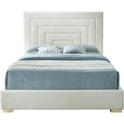 Nora Cream Velvet Queen Bed