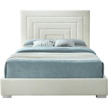 Nora Cream Velvet Queen Bed