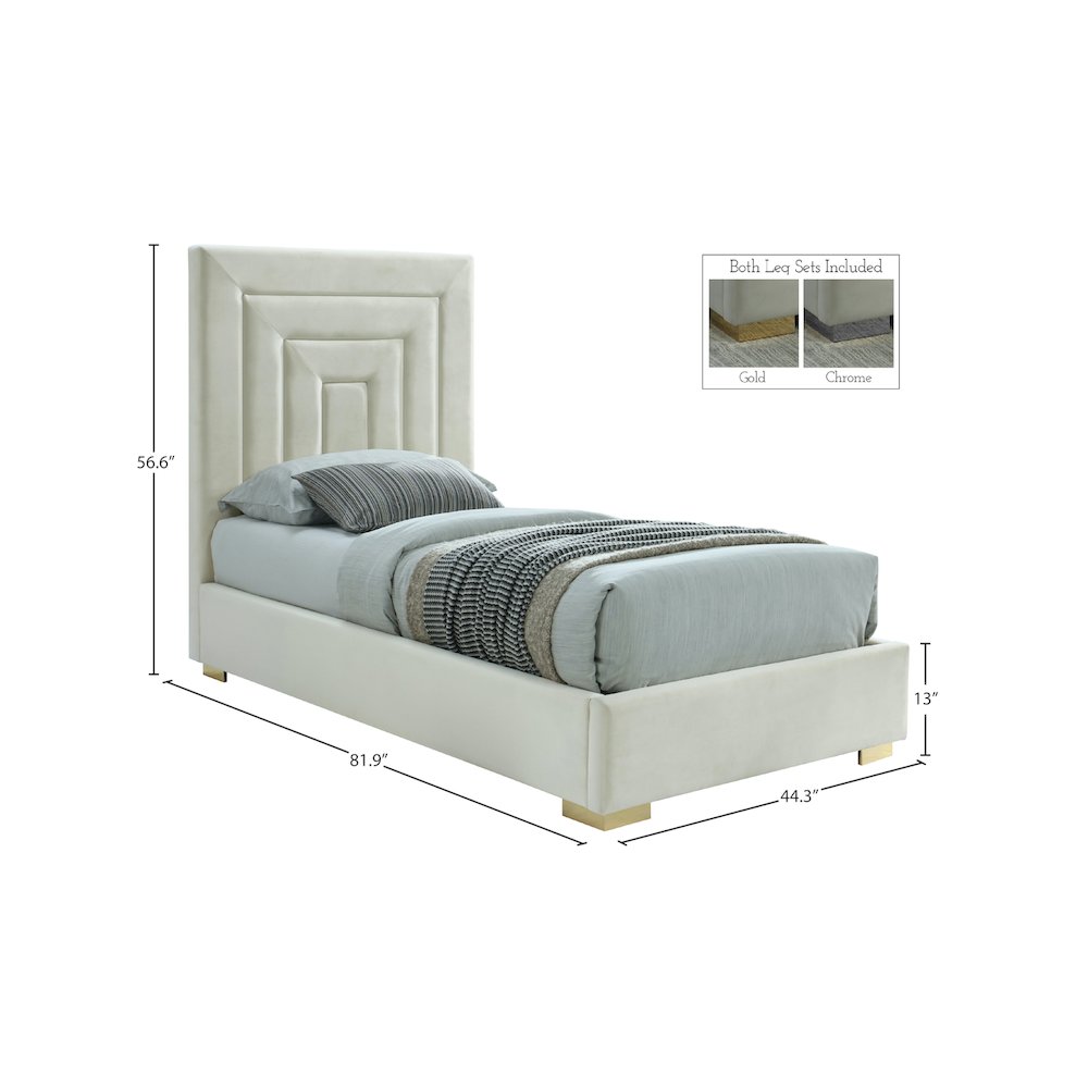Nora Cream Velvet Twin Bed