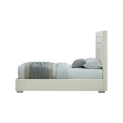 Nora Cream Velvet Twin Bed