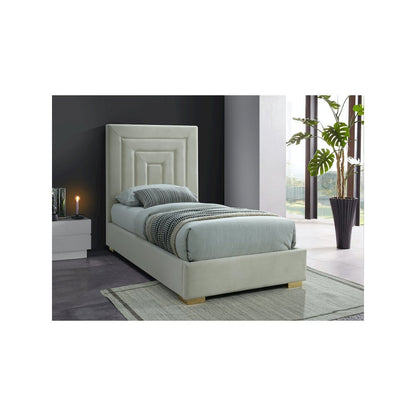 Nora Cream Velvet Twin Bed