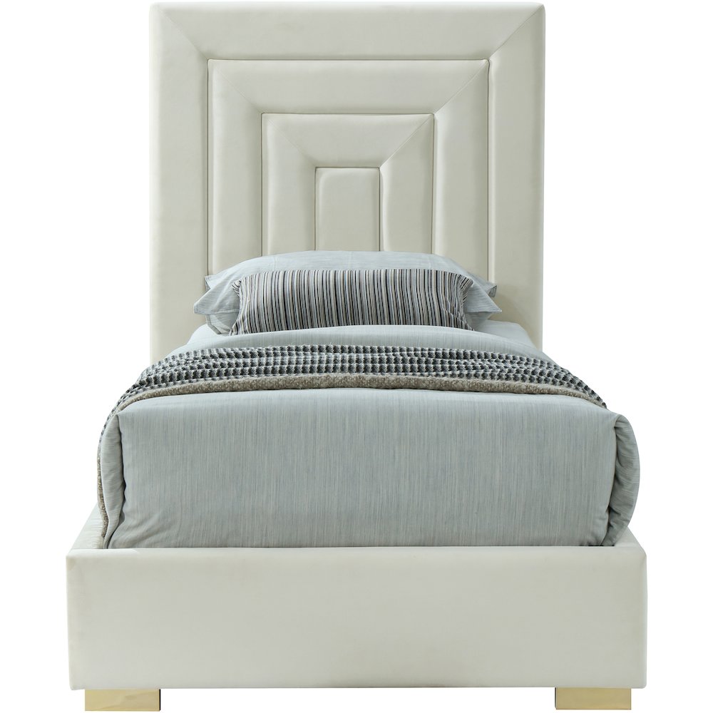 Nora Cream Velvet Twin Bed