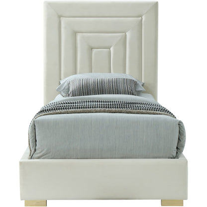 Nora Cream Velvet Twin Bed
