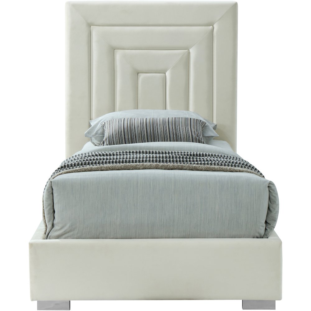 Nora Cream Velvet Twin Bed