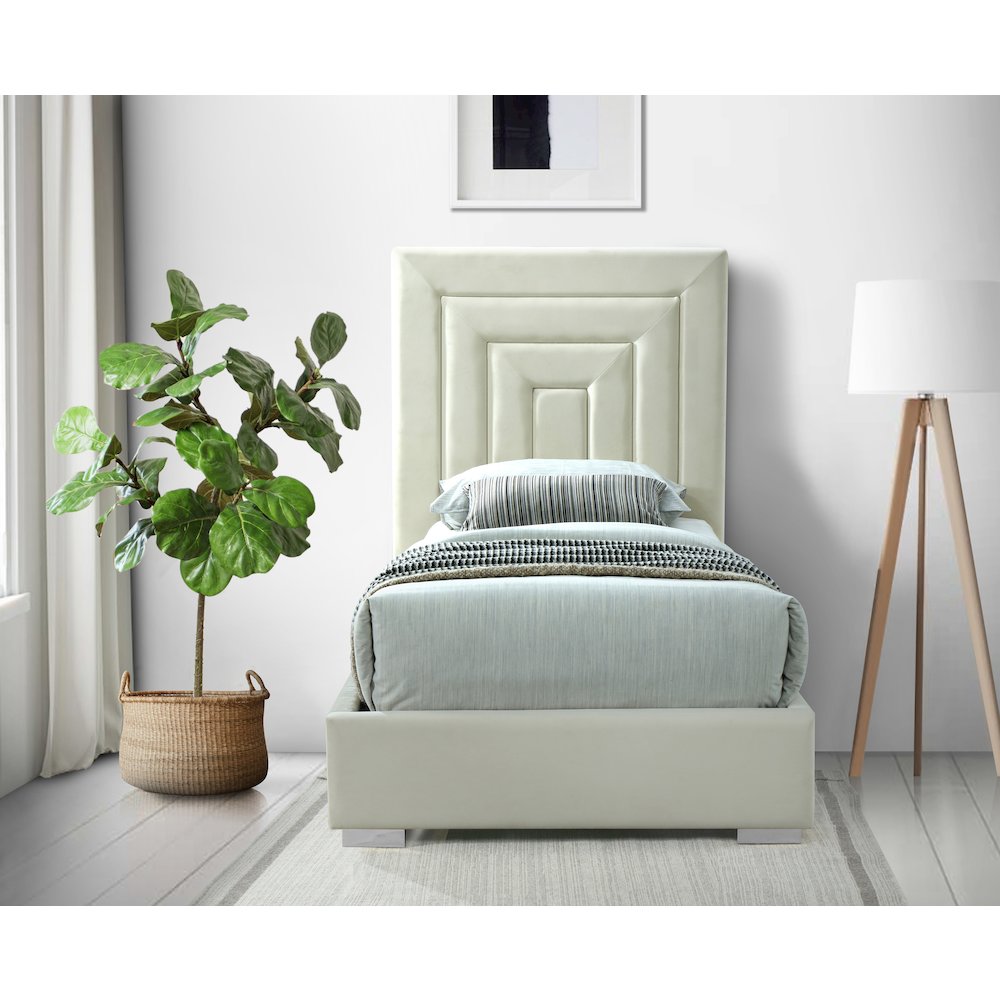 Nora Cream Velvet Twin Bed
