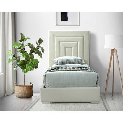 Nora Cream Velvet Twin Bed