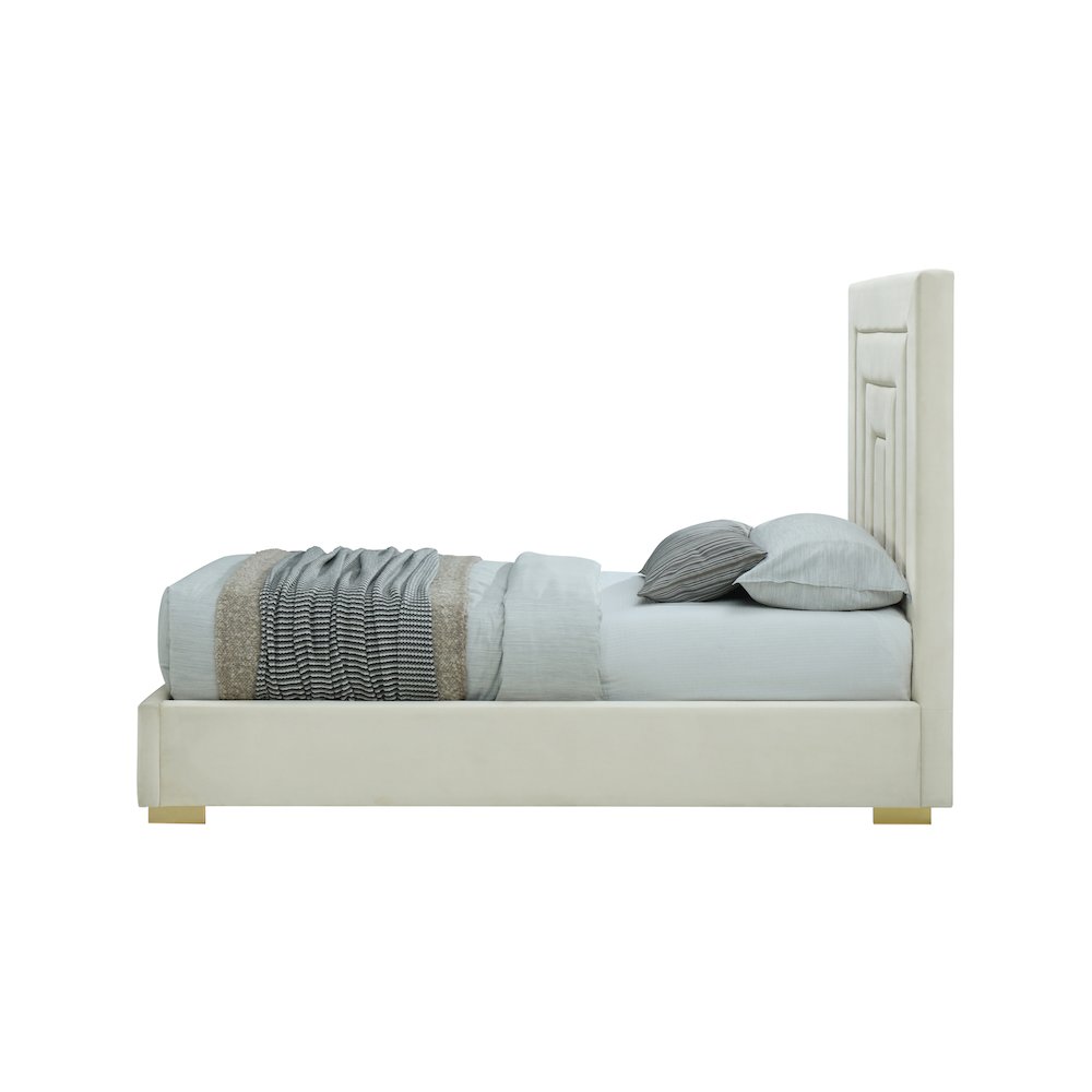 Nora Cream Velvet Twin Bed