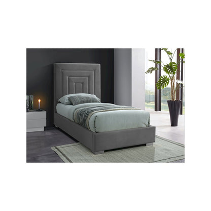 Nora Grey Velvet Twin Bed