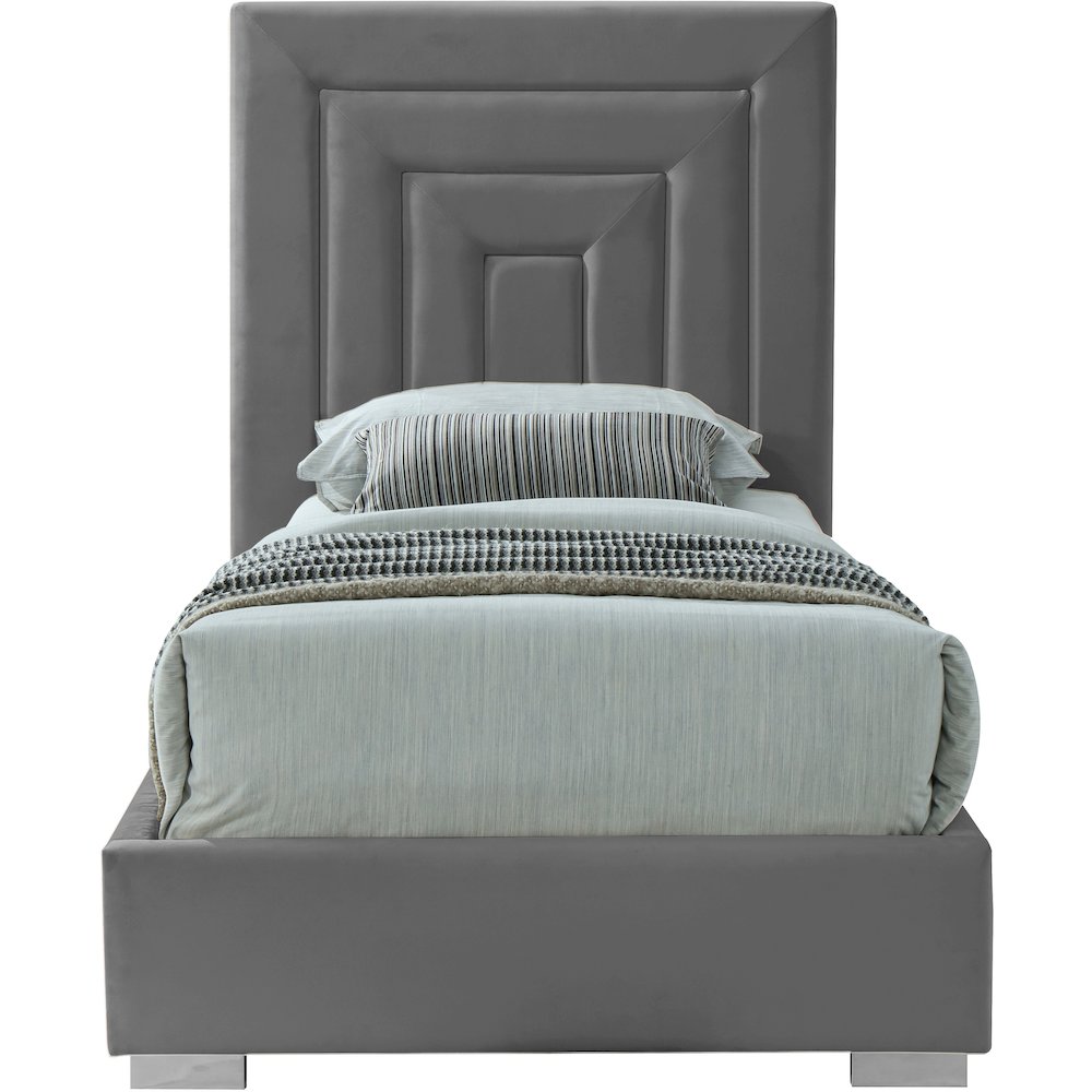 Nora Grey Velvet Twin Bed