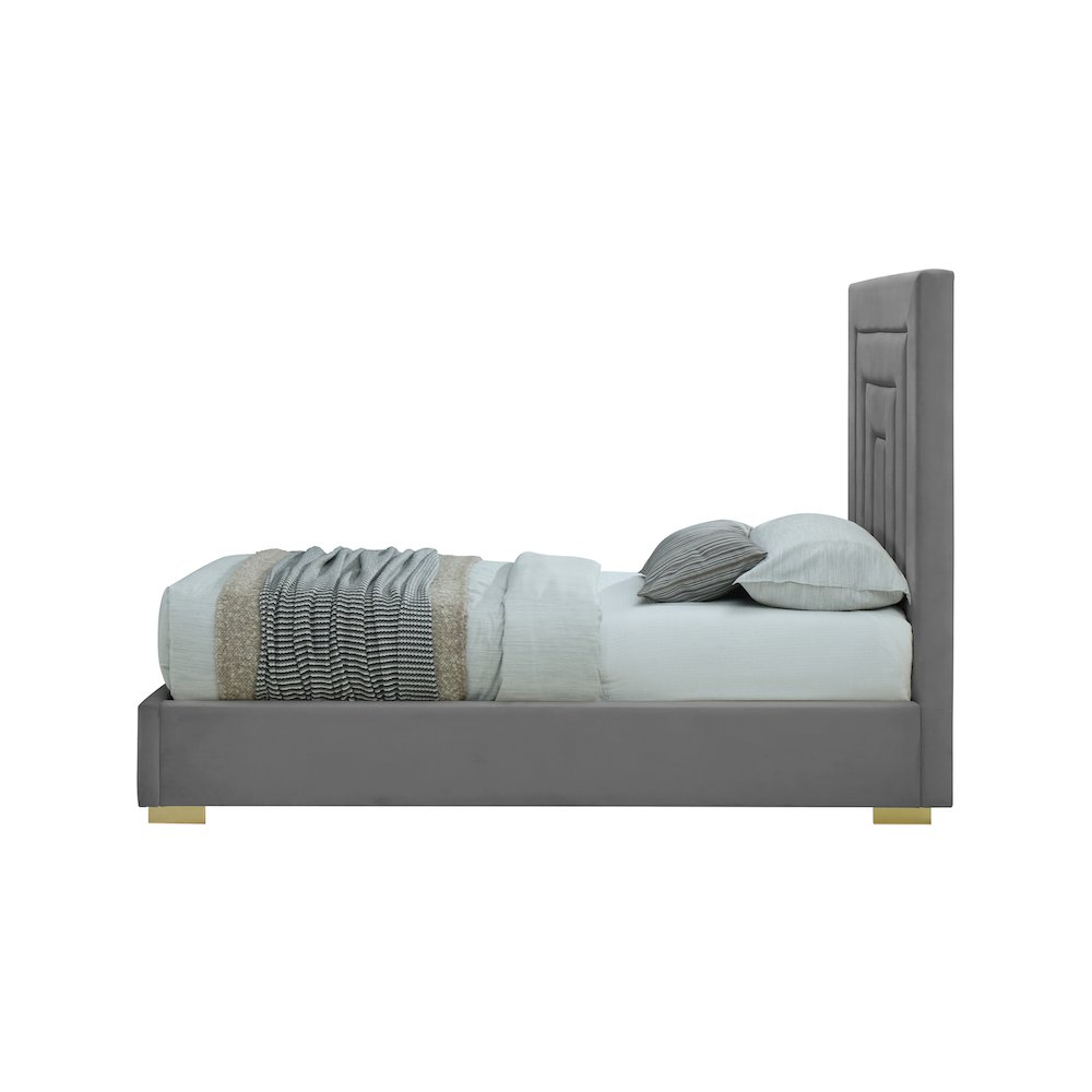 Nora Grey Velvet Twin Bed