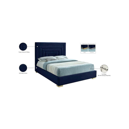 Nora Navy Velvet Full Bed