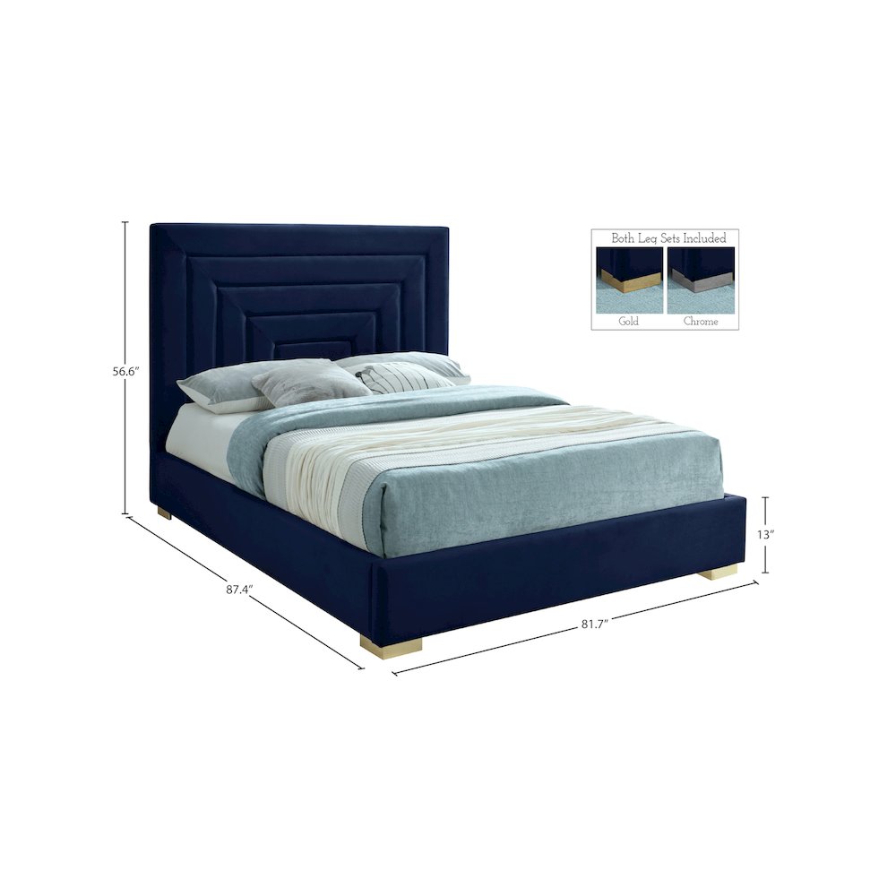 Nora Navy Velvet King Bed