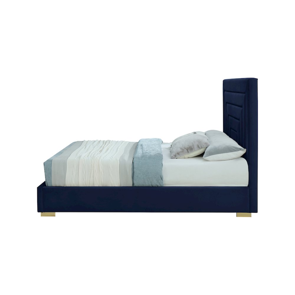 Nora Navy Velvet King Bed