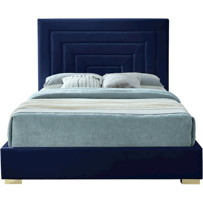 Nora Navy Velvet Queen Bed