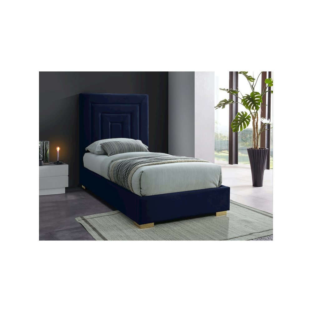 Nora Navy Velvet Twin Bed