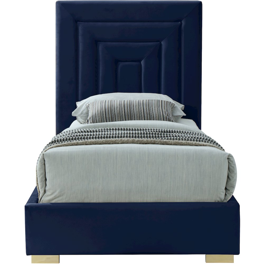 Nora Navy Velvet Twin Bed