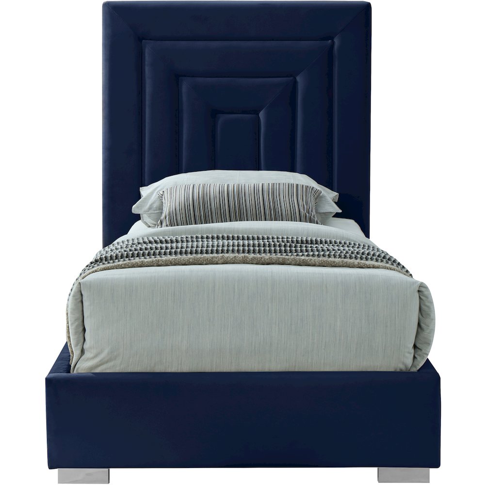 Nora Navy Velvet Twin Bed