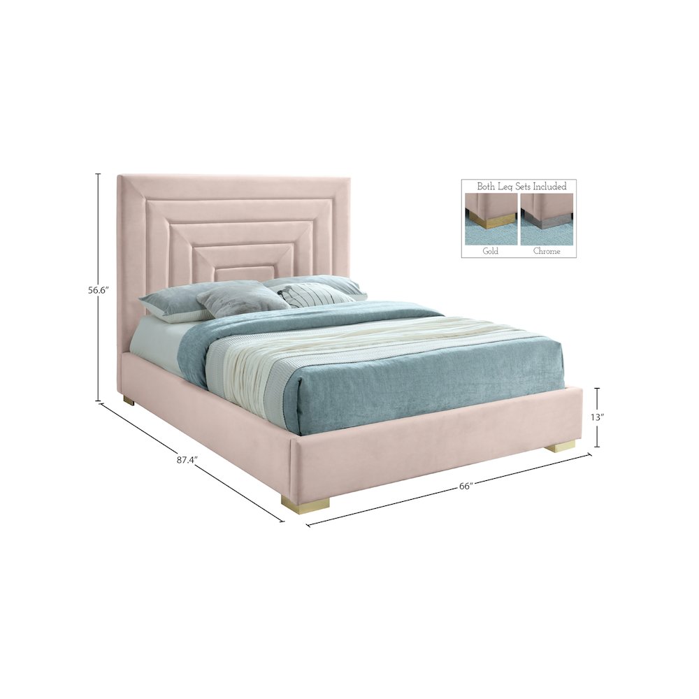 Nora Pink Velvet Queen Bed