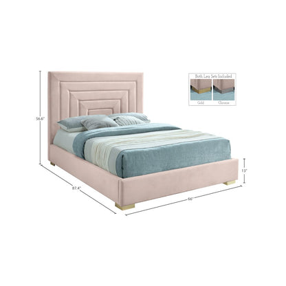 Nora Pink Velvet Queen Bed