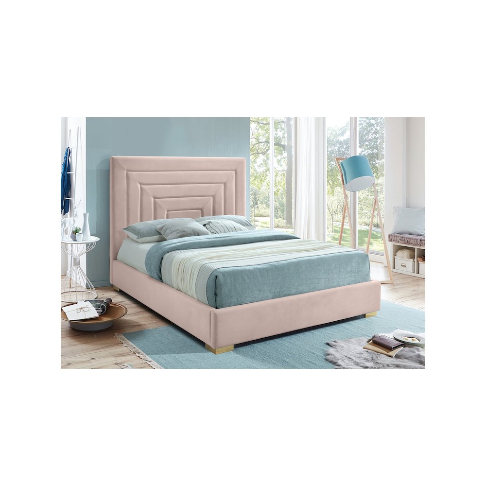 Nora Pink Velvet Queen Bed