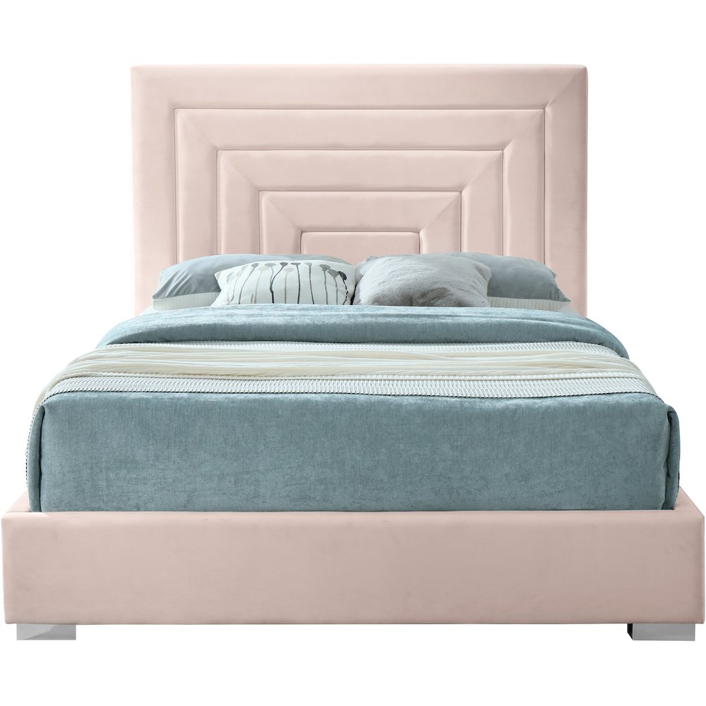 Nora Pink Velvet Queen Bed