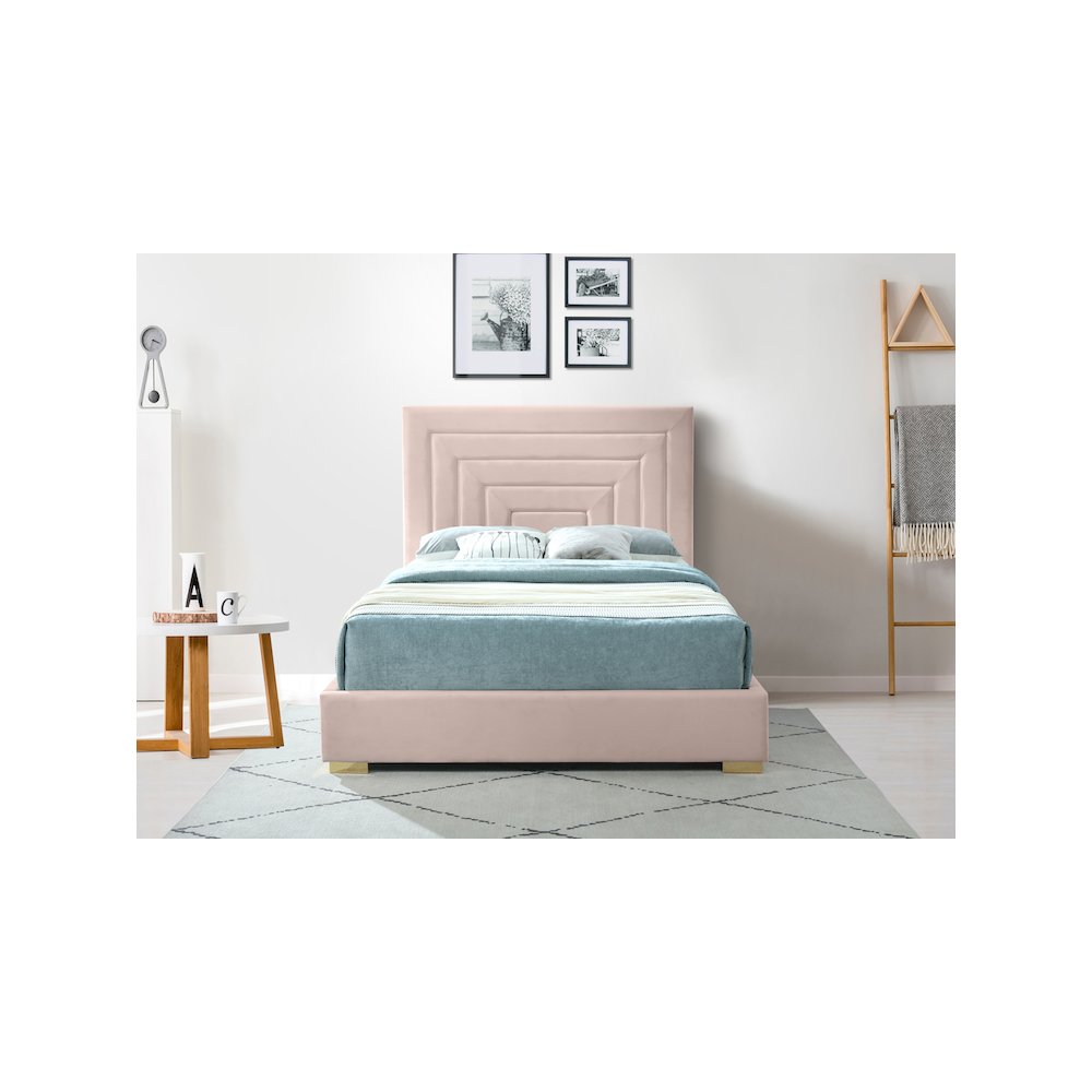 Nora Pink Velvet Queen Bed
