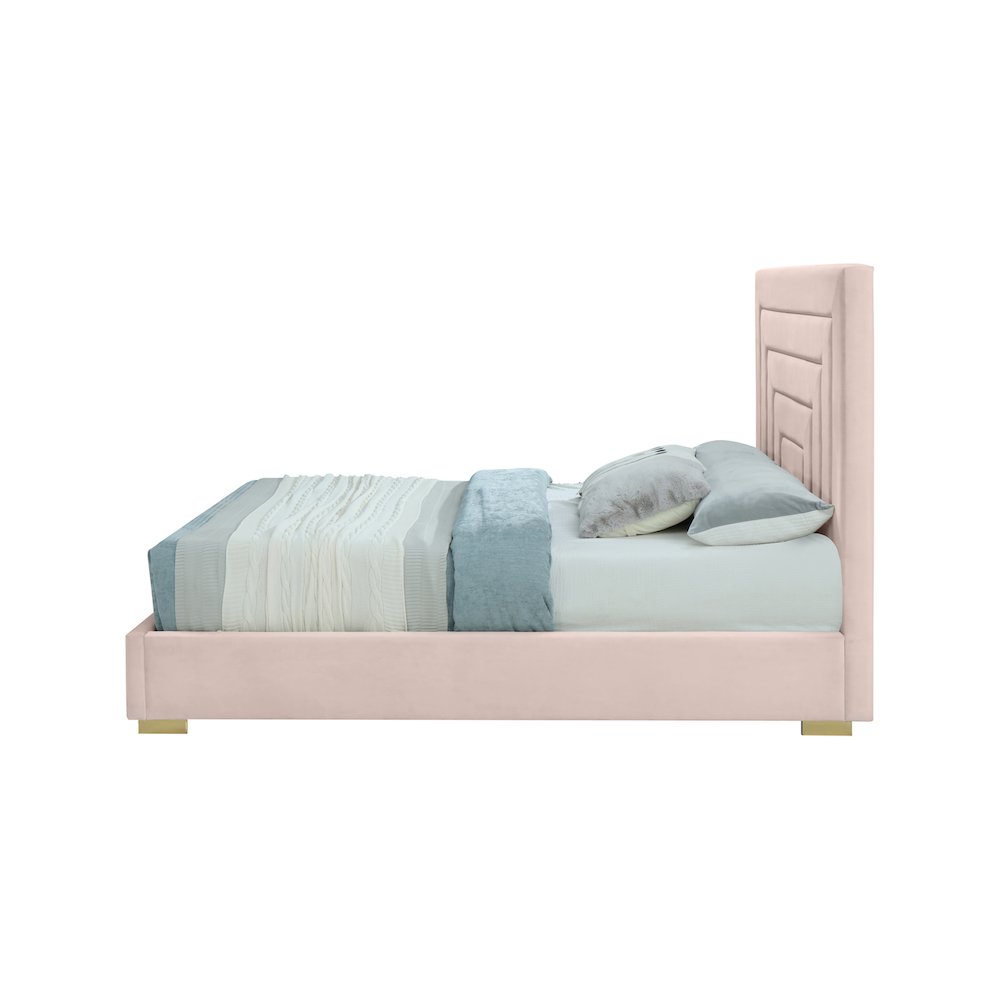 Nora Pink Velvet Queen Bed