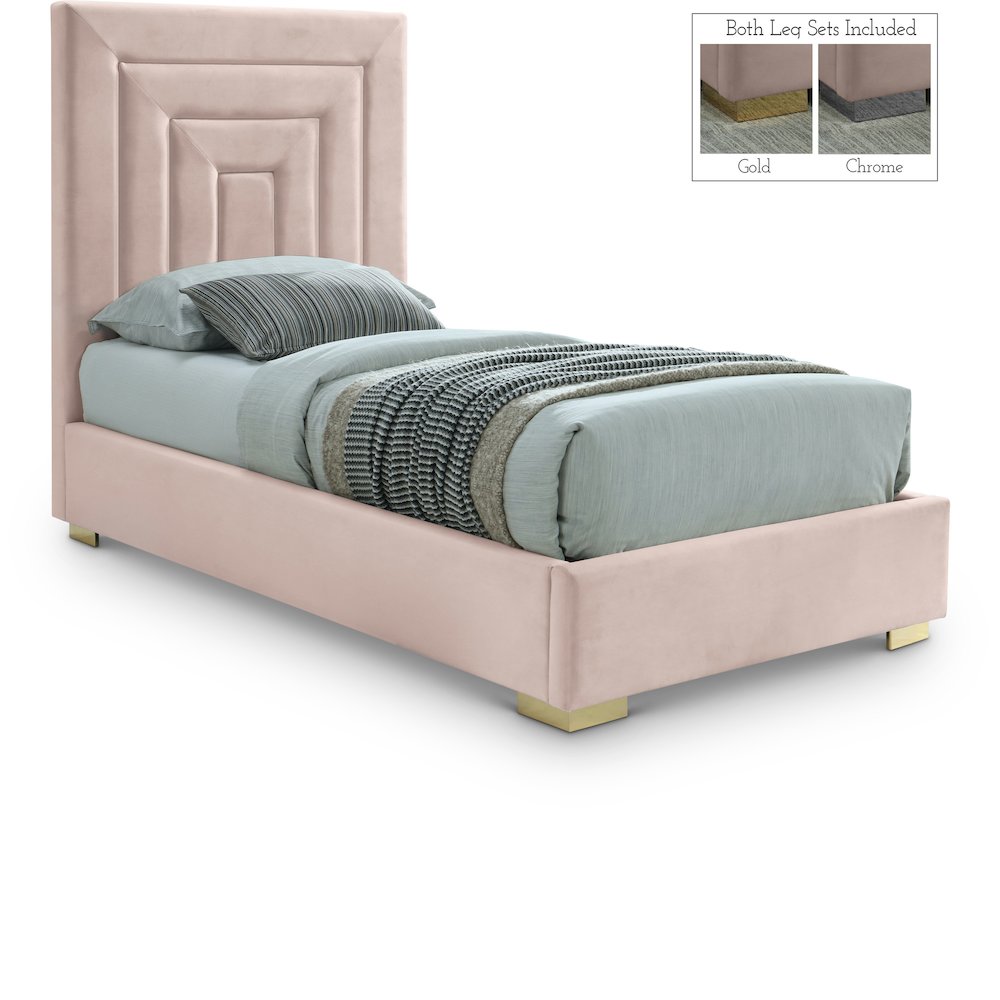 Nora Pink Velvet Twin Bed