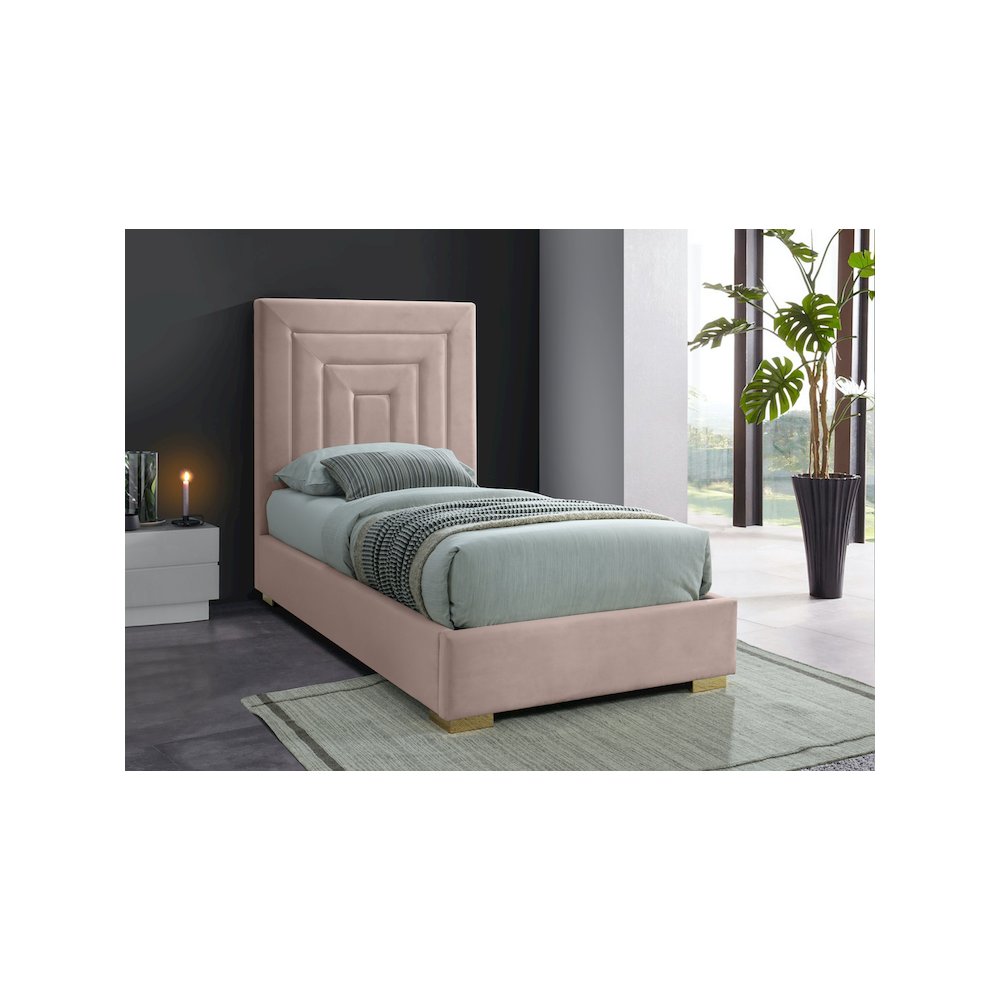 Nora Pink Velvet Twin Bed