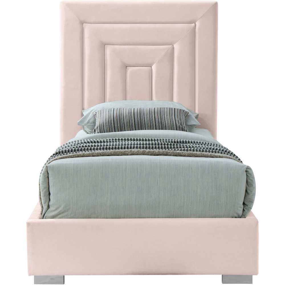 Nora Pink Velvet Twin Bed