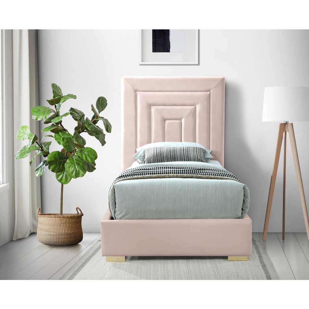 Nora Pink Velvet Twin Bed